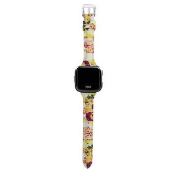 

Bracelet Flower Strap Watch Band Leather peony Print bracelet for Fitbit Versa Replacement Watch Accessories Wristbands Straps
