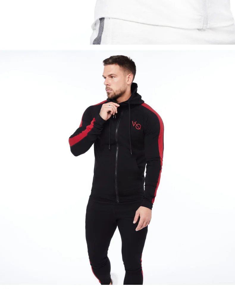 mens loungewear sets Men's Gym Fitness Jogger Sports Suit Zipper Coat Cotton Casual Hoodies Training Hoodie Men Trousers Sportswear Sweatpants designer jogging suits