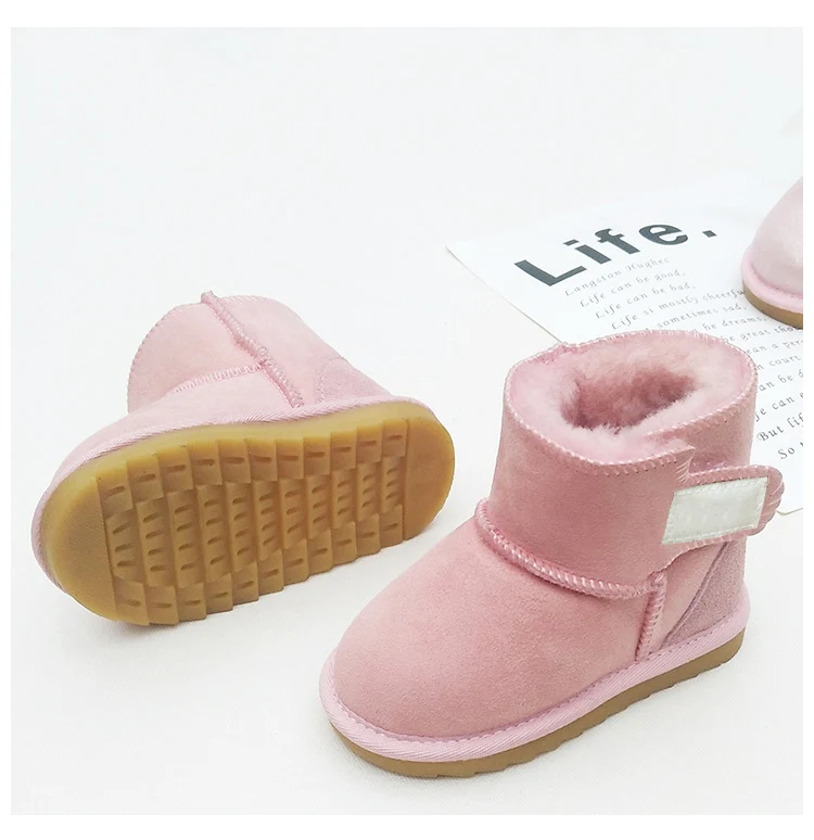 Baby Girls Snow Boots Winter Australia Warm Sheep Skin Leather Fur Baby Botas Waterproof Infant Boot Boys Bootie Shoes Non-slip