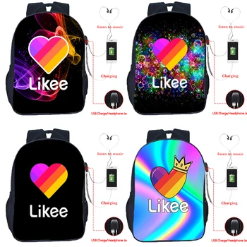 

16inch Likee Backpack LIKEE APP Students Boys Girls USB Charge Backpack Teenagers School Bag Women Men Travel Bag High Capacity