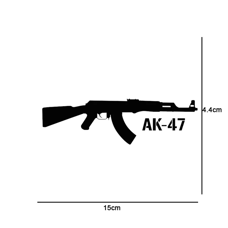 15X4.4CM KALASHNIKOV AK-47 Cartoon Gun Car Stickers and Decals Vinyl Car-styling 3D Decal Car Sticker BlackSilverLaser (5)