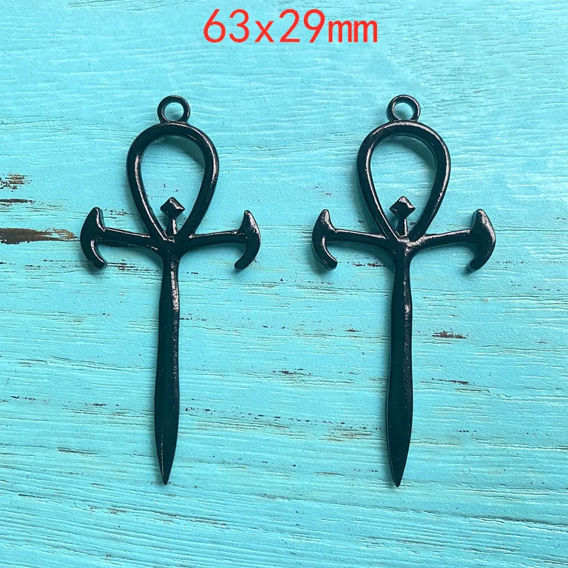 4pcs Charms Cross Forked 63x29mm Antique Silver Color Plated Pendants Making DIY Handmade Tibetan Silver Color Jewelry
