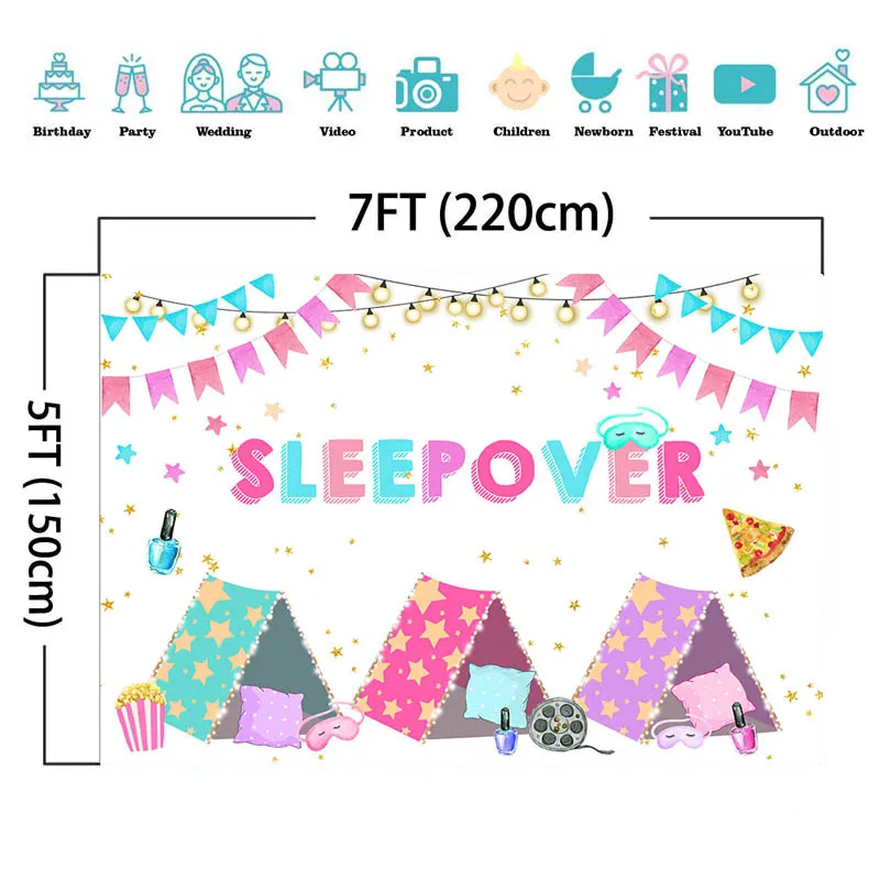 Sleepover Party Backdrop for Girls, Party Decor, Pajama Slumber Party  Pillow, Fight Teens, Birthday Party Supplies - AliExpress