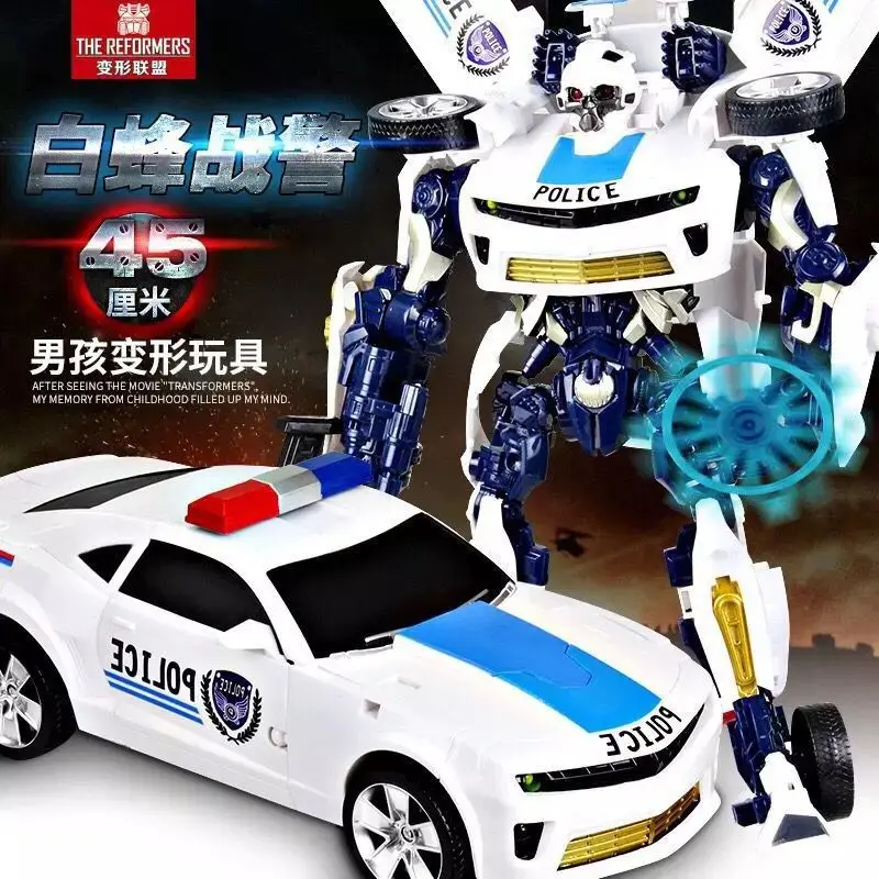 

Transformation Toy Jingang 4 Hornets Sound And Light Version of Large Size Car Robot Models Boy CHILDREN'S Toy 6699