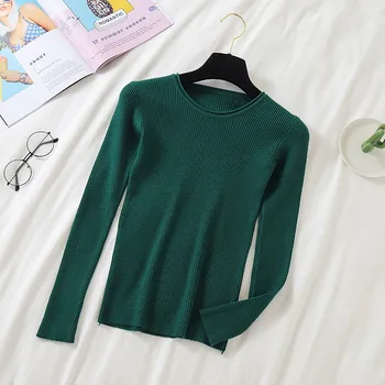 

Women Long-sleeved Sweater Bottoming Shirt Autumn Knitted Round Neck Slim Sweaters