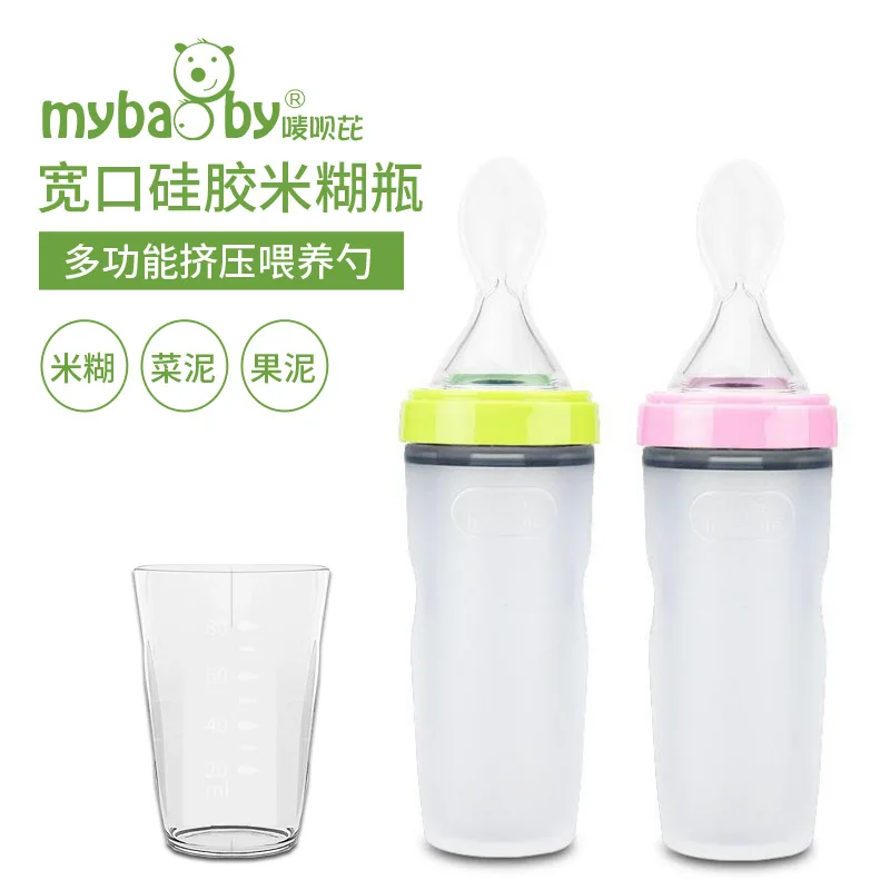 

Wide Aperture Silica Gel Cereal Spoon Feeding Bottle Extrusion Type Infant Feeding Rice Flour Food Supplement Tool Spoon Sub-Bab