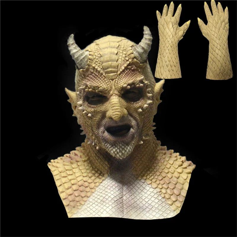 Mask with Gloves2 Латексная белиальная маска демона костюм для косплея дьявол маски с перчатками Хэллоуин вечерние реквизит - Цвет: Mask with Gloves2