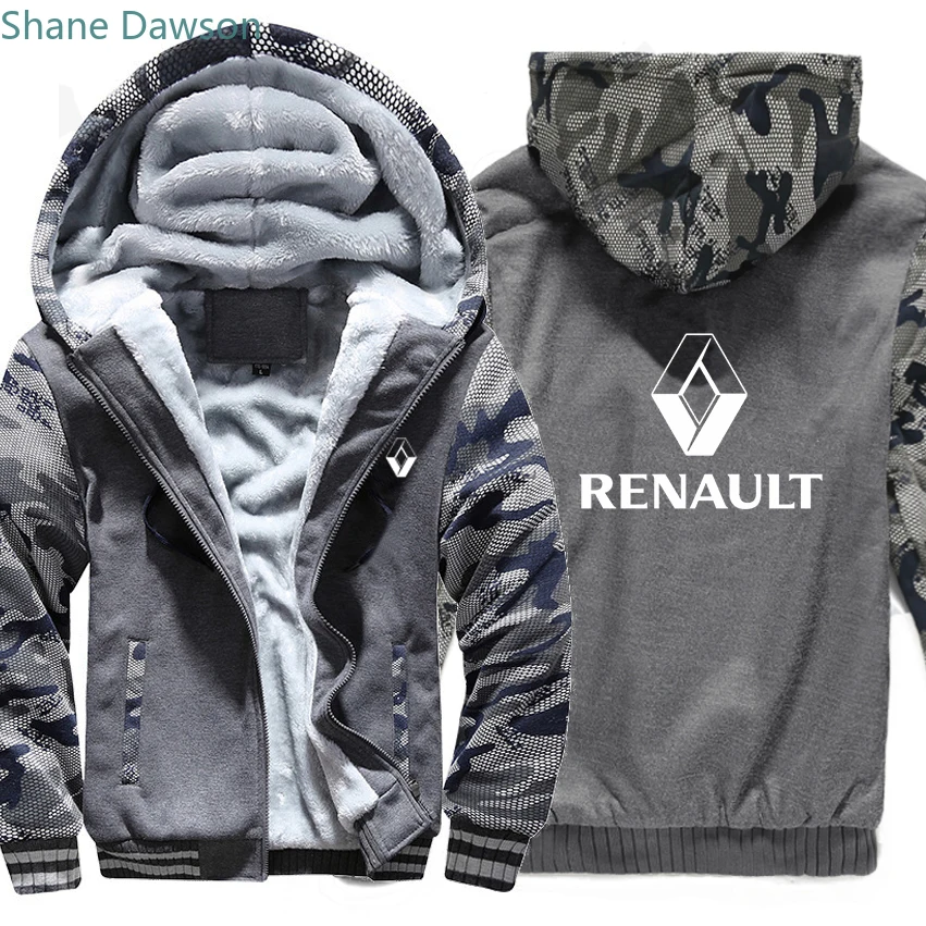 Renault Car толстовки с логотипом, зимняя утепленная камуфляжная куртка на молнии с рукавами для мужчин и женщин, флисовая камуфляжная толстовка с капюшоном, толстовки