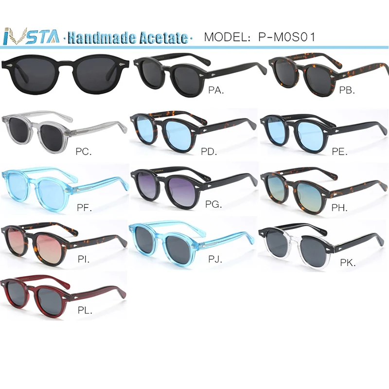 Najtaniej IVSTA Johnny Depp okulary mężczyźni Handmade octan rama spolaryzowane okulary okrągłe luksusowe marki optyczne krótkowzroczność recepta Logo