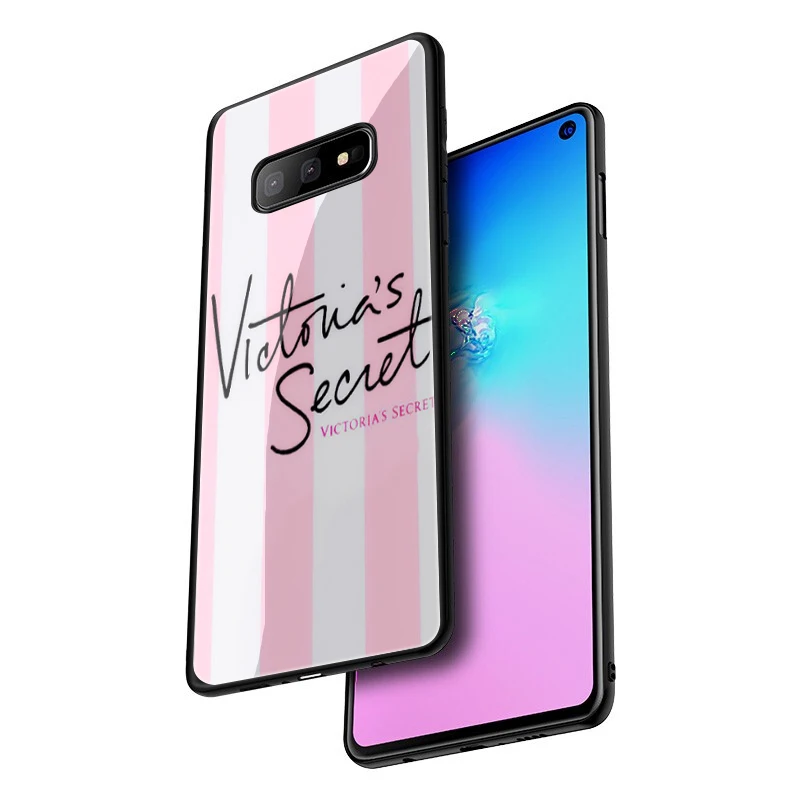 EWAU розовый любовь розовый чехол из закаленного стекла для телефона для samsung S7 S8 S9 S10 Note 8, 9, 10, плюс A10 20 30 40 50 60 70