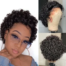 

Persephone Short Bob Pixie human wig Curly Honey Blonde Lace Front Wigs Ombre Deep Curly Human Wigs For Black Women Wigs