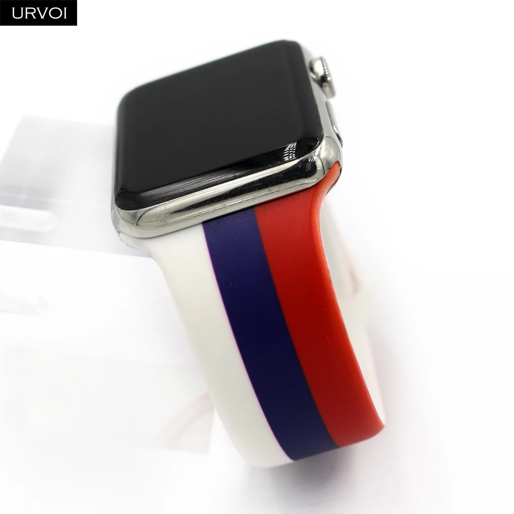 URVOI силиконовый ремешок с принтом для Apple Watch series 5 4 3 2 1, Рождественский спортивный ремешок для iWatch, наручные часы с логотипом, Российская Испания