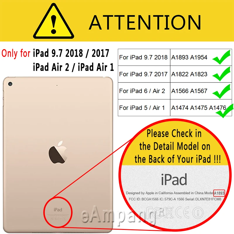360 градусов вращающийся Смарт чехол для Apple iPad Air 1 Air 2 5 6 5th 6th Поколения iPad 9,7 A1822 A1823 A1893