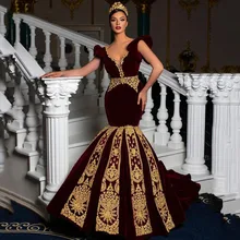 

Aixiangsha Lissom Evening Dresses V-Neck Appliques Sleeveless Backless Mermaid VELOUR De Fiesta Robe De Soiree