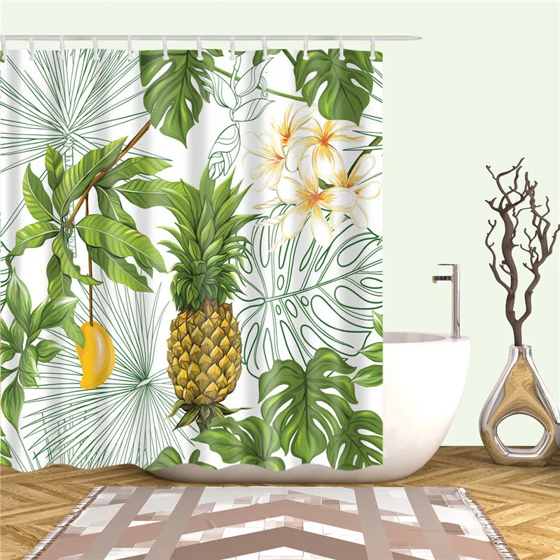 Leaves-pineapple-flamingo-bird-Shower-Curtains-3d-Waterproof-Polyester-Fabric-Cloth-Washable-Bathroom-Shower-Curtain-Screen (4)