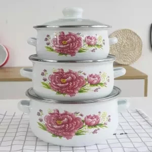 Кастрюля для супа, кастрюля для тушения, трехсекционный эмалированный суп, утолщенная кастрюля, горячий горшок для тушения, кастрюля для супа - Цвет: 3-piece suit