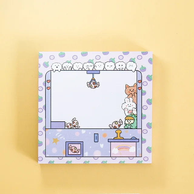 80Page Korean Notebook INS Wind Cartoon Animal Fruit Girl Pattern Horizontal Line Memo Pads Color N Message Cute Sticky Notes 6 Doll purple