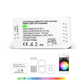 

Home Smart ZigBee RGBW LED Strip Controller Work with Hue Bridge Amazon Echo Plus,Lightify Hub by APP and Voice Controlled JK136
