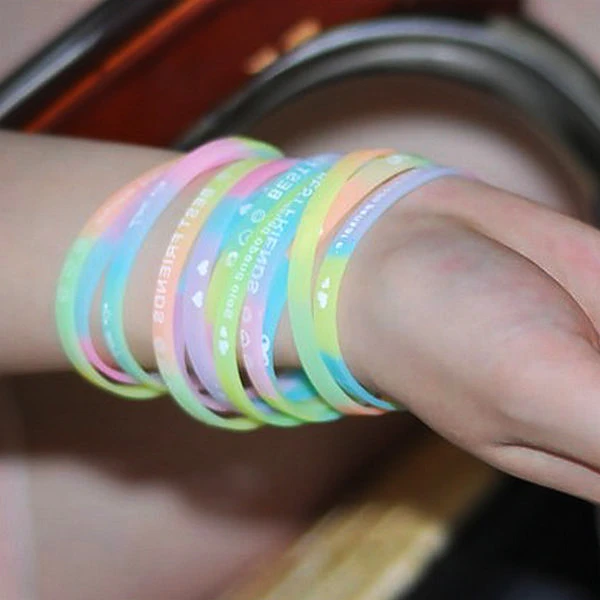 10pcs/lot Bulk Wholesale Fashion Multicolor Silicone Bracelet For