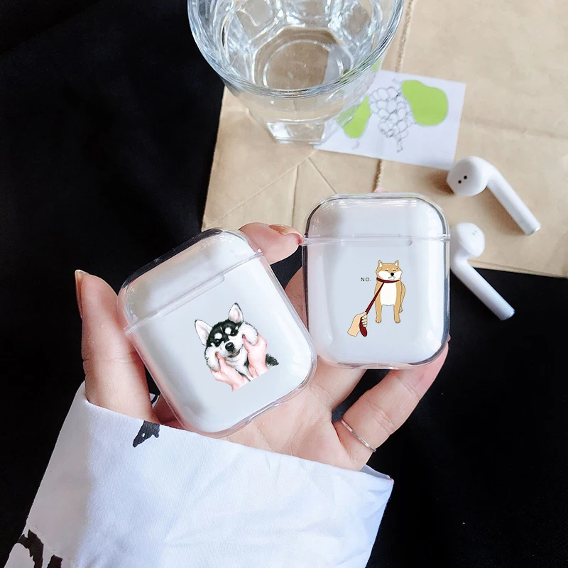 Жесткий Милый Забавный Чехол Air Pods для Apple airpods роскошный мультяшный любимец собаки кошки прозрачный чехол Airpods в наушнике