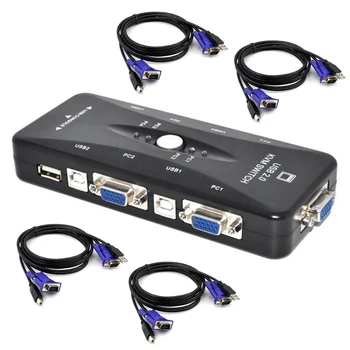 

4 Port VGA Splitter Stable Transfer Computer Connection Portable Switch Adapter Data Synchronization Video Cable Kvm Laptop