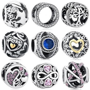 

Authentic 100% 925 Sterling Silver Blue Crystals Lucky Eyes Round Bead Charms Fit Original Bracelets & Bangles Girl DIY Jewelry