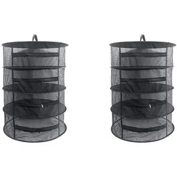 

Herb Drying Rack Net 2 Pack 4 Layer 2Ft Herb Dryer Mesh Hanging Dryer Net with Zipper (Black)