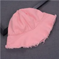 Детские модные кепки для маленьких мальчиков и девочек, Harajuku, Японский Корейский стиль, однотонные детские джинсовые шляпы в рыбацком стиле - Цвет: pink