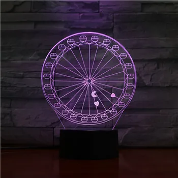 

Romantic ferris wheel Model 3D Illusion Led Lamp Colorful Nightlight Flash Lighting Glow in the Dark Model Bluetooth speaker
