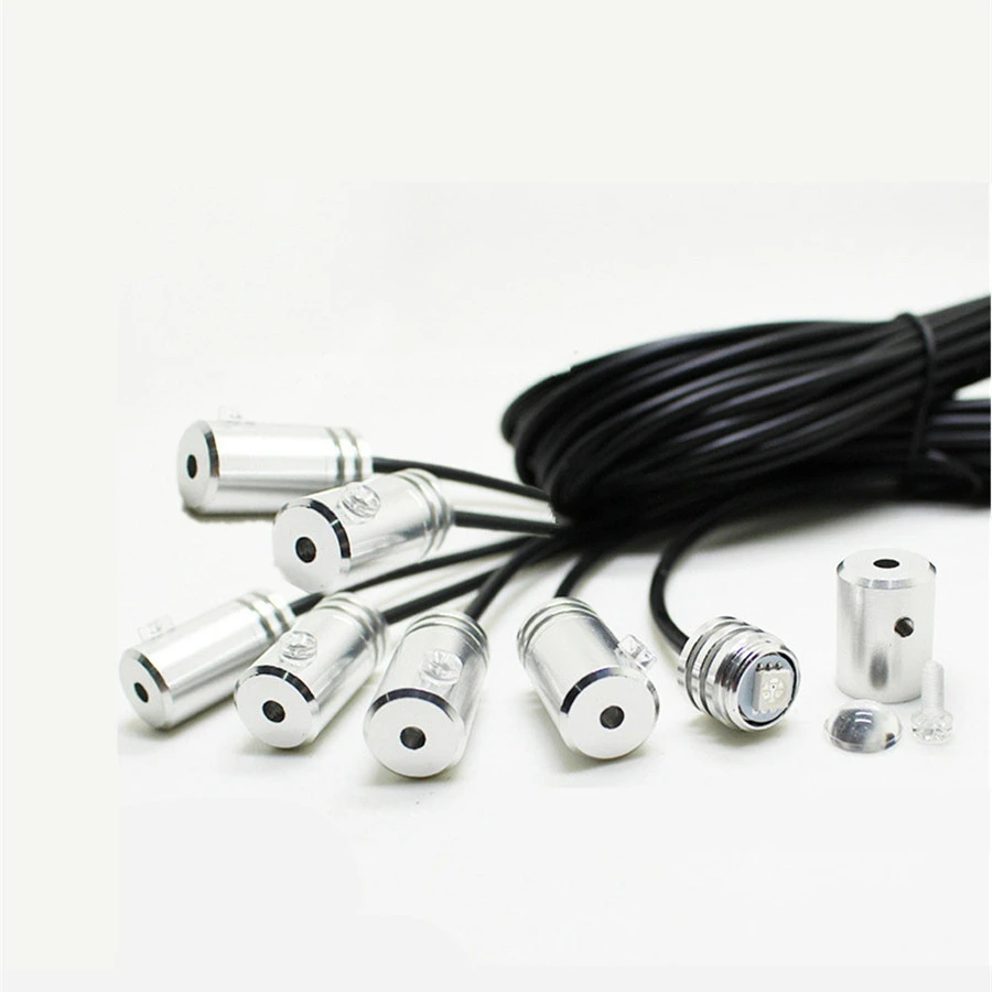  8pcs RGB LED Atmosphere Lamps with Car Interior 10M Optical Fiber Strip Light & Floor Foot Interior