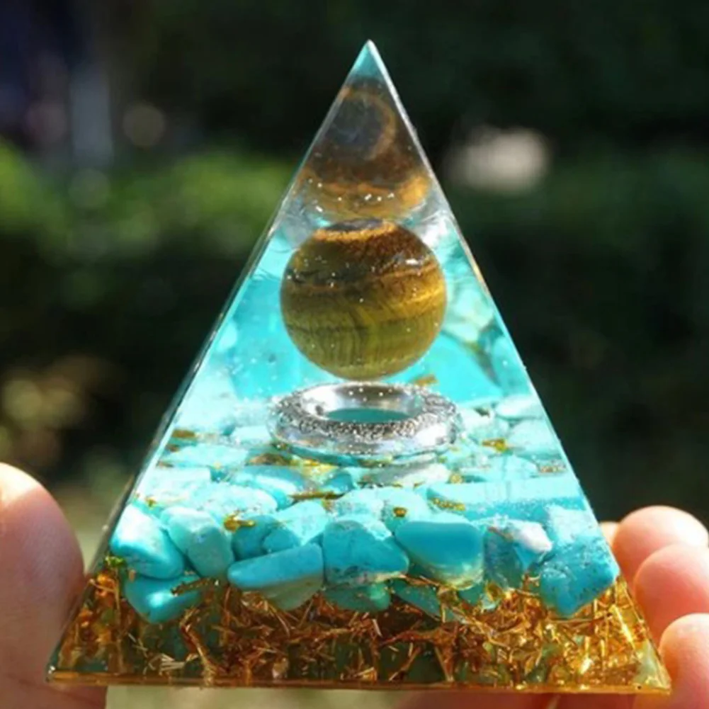 Natural Crystal Gem Pyramid Healing Energy Stone Tiger Eyes Reiki Orgonite Ornaments for Home Office Desktop Decoration | Дом и сад