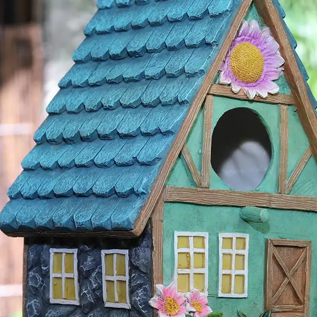 Madárház Többfunkciós Vízálló Kézműves Dekoráció Madárdoboz Függő Medál A Teraszos Udvar Kerti Dekorációhoz - Image 4