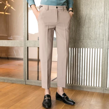

Men Fashion Business Casual Suit Pant Male Korea Japan Style Streetwear Hip Hop Ankle-length Suit Trousers