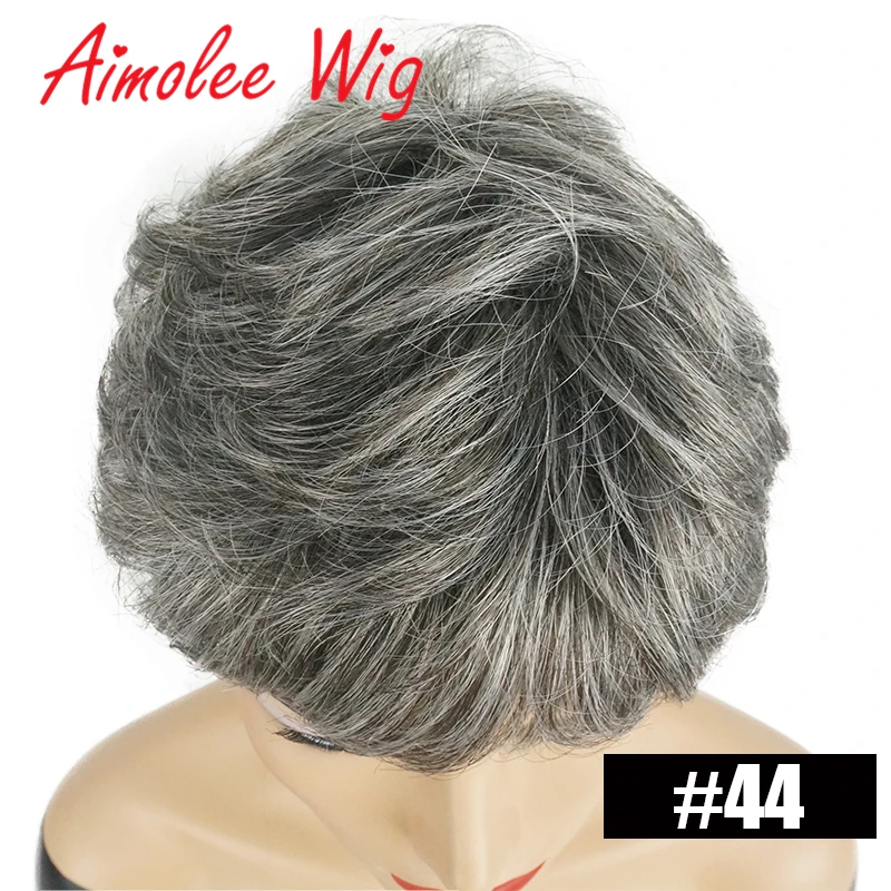 Synthetic Human Hair Wig Ombre Blonde Highlight Blend with Bangs Natural Wave for Women