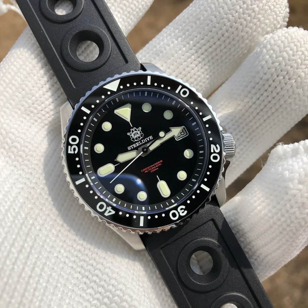 Мужские автоматические водонепроницаемые часы для дайвинга Steeldive 200 м с