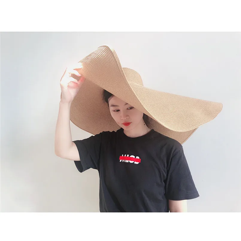 

Fashion Large Sun Hat Beach Anti-UV Sun Protection Foldable Straw Cap Cover Cap Hat 40sp10