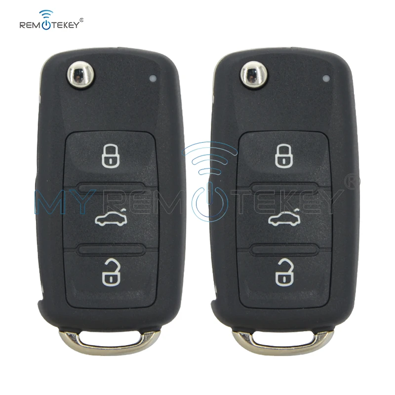 

Remtekey 2pcs Flip Car Remote Key for VW Beetle Golf Jetta Eos Polo Tiguan ID48 434Mhz 2011-2013 HU66 3 Button 5K0 837 202 AD