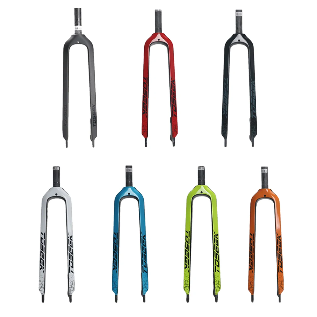 

Bike Lightweight 3K Carbon Fiber Rigid Replacement Front Fork Threadless Fork for Mountain Bikes Racing Bicycles