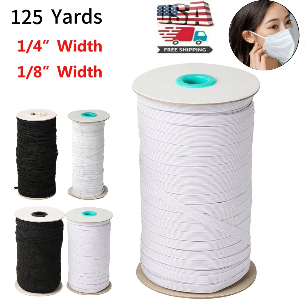 10-200 Yards Braided Elastic Band Cord Knit 3mm 1//8inch Stretch DIY Sewing
