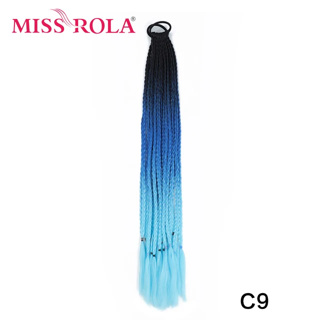 Synthetic Chignon Hair 60cm Hair Color Gradient Dirty Braided Ponytail Women Elastic Hair Rubber Band Hair Accessories Headband C9