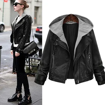 

2019 Suit-dress Locomotive Leather Clothing Two Paper Even Jacket Loose Coat