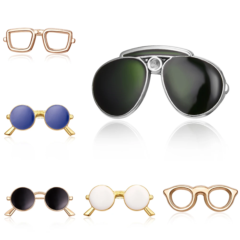 

Rinhoo Hot Sale Enamel Sunglasses Lapel Pin Men Multi-color Small Glasses Brooch Metal Brooches Male Brooch For Women Jewelry