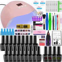 Набор для ногтей с УФ-лампой 36 Вт маникюрный набор для ногтей дрель маникюрный набор машина набор пилок для ногтей верхнее покрытие Базовое покрытие Гель-лак набор для ногтей