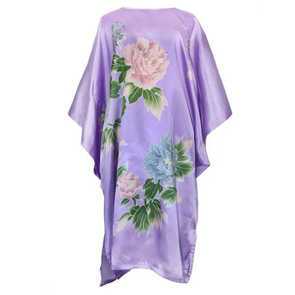 Sexy Female Silk Rayon Robe Bath Gown Nightgown Summer Casual Home Dress Printed Loose Sleepwear Plus Size Nightwear Bathrobe