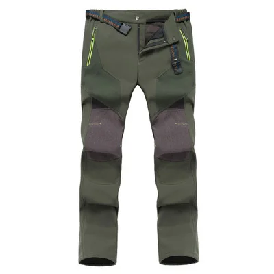 green ZXQYH, зимние мужские флисовые брюки из флиса, водонепроницаемые теплые спортивные штаны, походные брюки для рыбалки, горных прогулок - Цвет: green