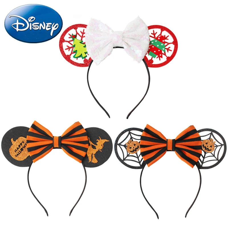 Disney nouveau Kawaii filles femmes nœuds bandeau oreilles de noël cheveux-accessoires enfant accessoires coiffe bandeau Halloween fête