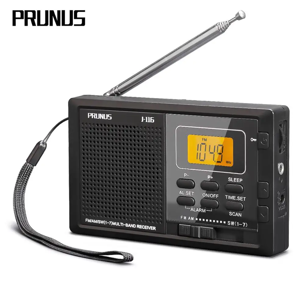 Портативный радиоприемник PRUNUS FM AM SW 9 диапазонов цифровые часы радио с разъемом