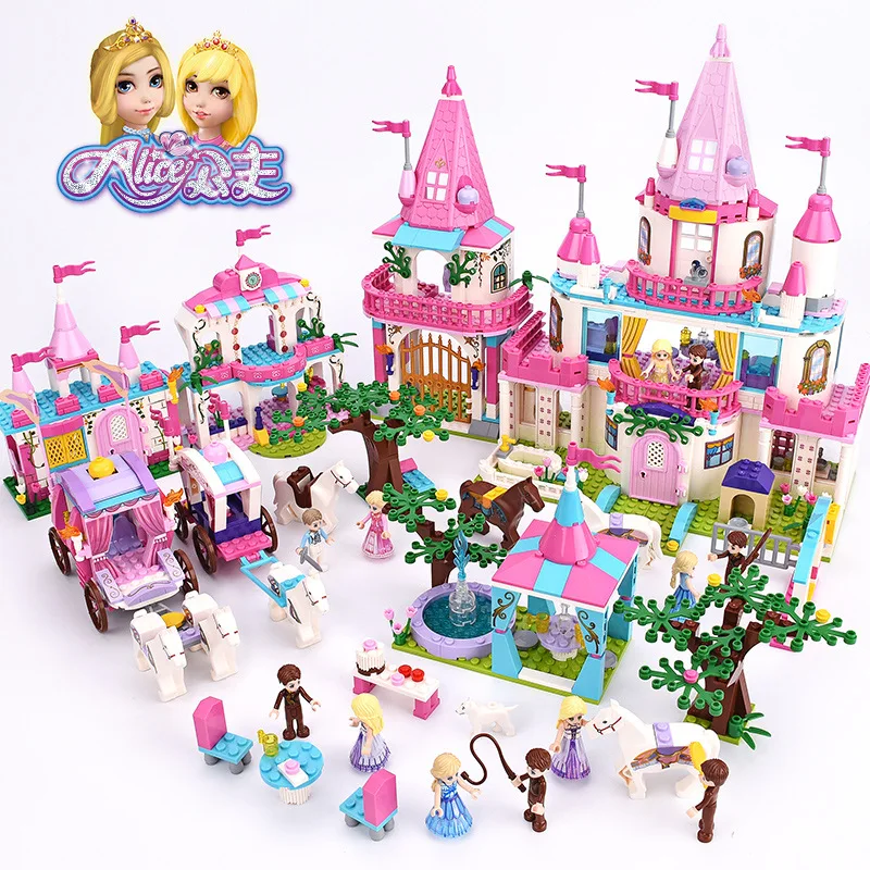 

Girl Friends Alice Princess Sweet Castle Royal Stud-farm Royal Carriage Outing Training Legoings Model Building Blocks Toys