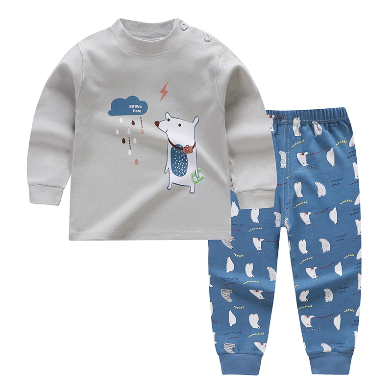 Baby Boys Girls Pajamas Sets Cartoon Print Cotton Boys Sleepwear Autumn Spring Winter Long Sleeve Tops+Pants 2pcs 2-7 Years Old