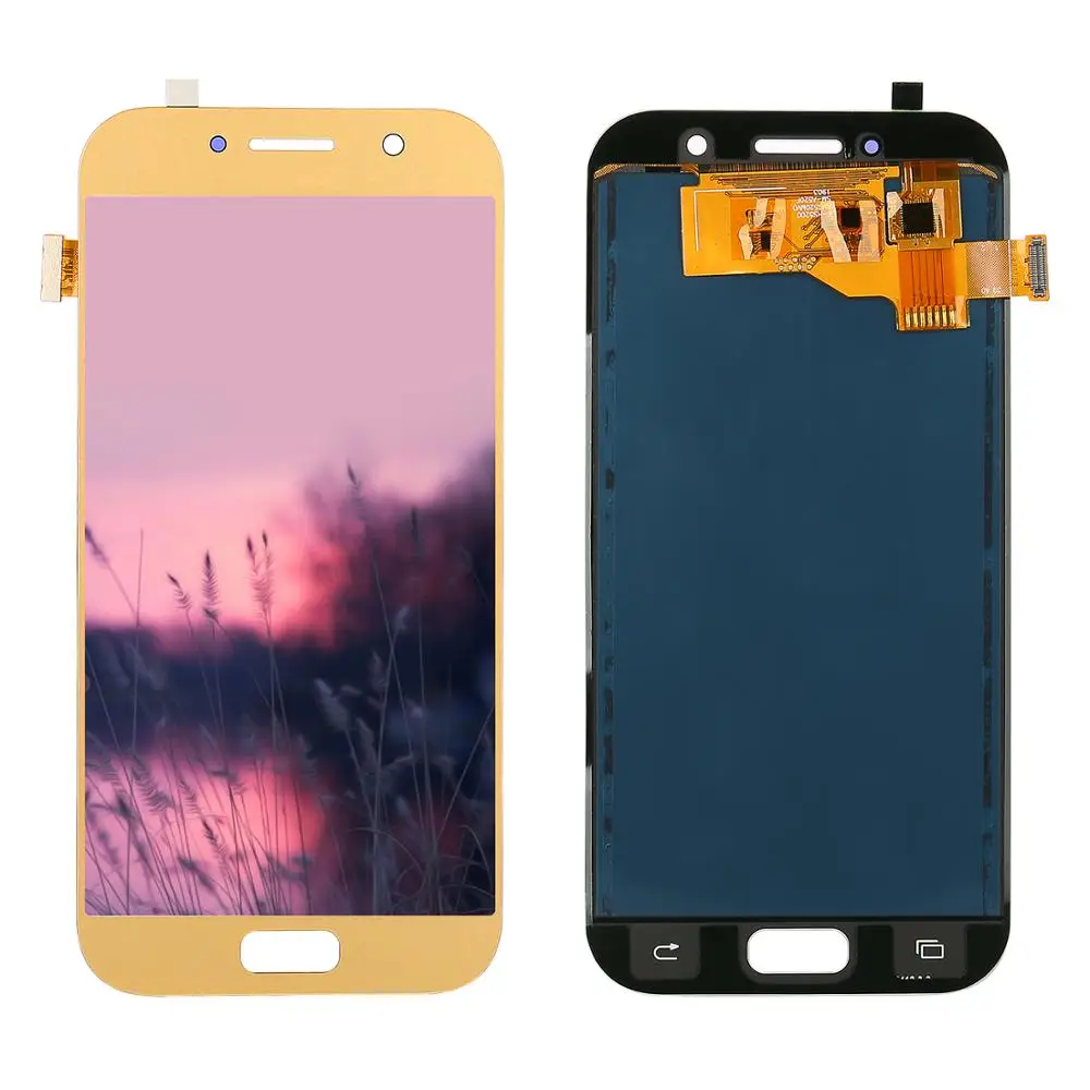 Ceny Regulowana jasność LCD do samsunga Galaxy A5 2017 wyświetlacz A520F SM A520F A520 wyświetlacz LCD + montaż digitizera ekranu dotykowego